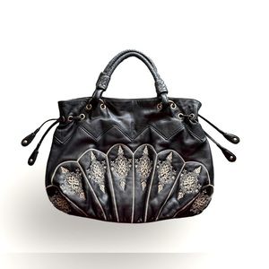Isabella Fiore Black Tan Leather Bag